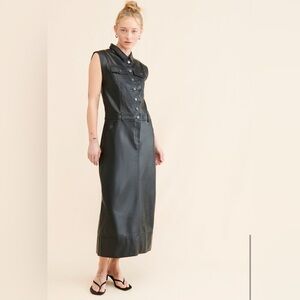Free People Black vegan leather midi dress